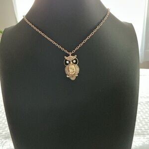 Owl Gold Tone Pendant Necklace